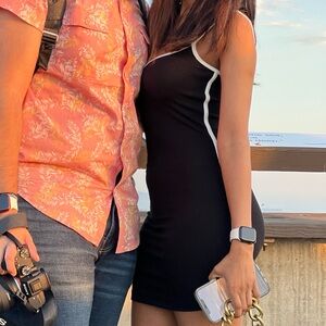 Princess Polly Black Dress with White Accents